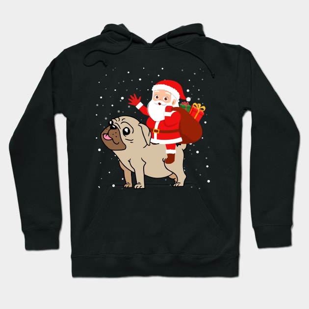 Santa Riding Pug Christmas Hoodie by maximel19722